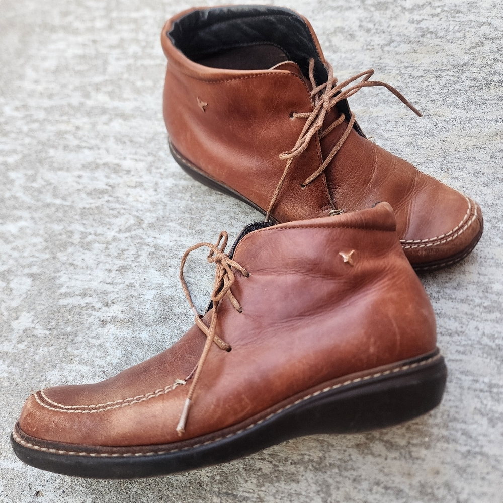 Pikolinos Mens Leather‎ Lace-up Ankle Chukka Boots, Cognac Brown Leather Sz 39